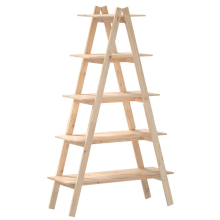 (natural) vidaXL 5-Tier Shelf A-shape Standing Shelf Bookcase Book Rack Solid Wood Pine