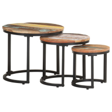 vidaXL 3x Side Tables Solid Reclaimed Wood Home Wooden Accent End Couch Desk