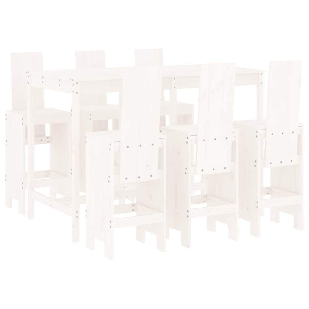 Vidaxl (White Pine) Garden Bar Set Outdoor Bar Table Set Bar Stool 7 Piece Solid Wood Pine