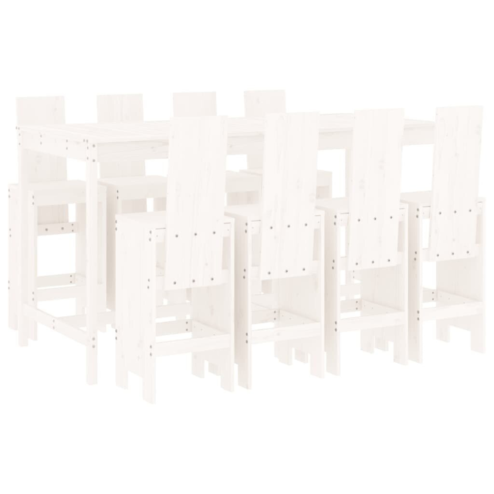 (white pine) vidaXL Garden Bar Set Outdoor Bar Table Set Bar Stool 9 Piece Solid Wood Pine