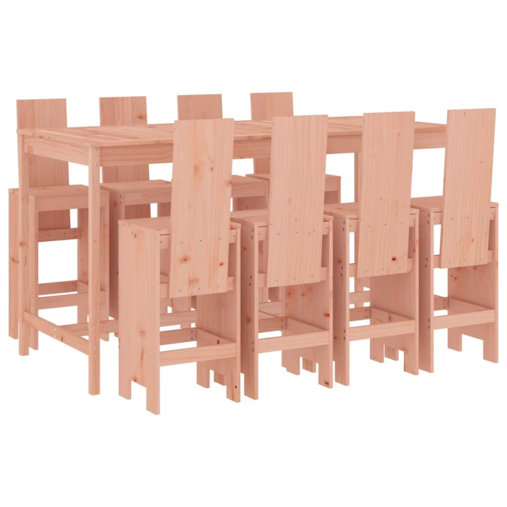 Vidaxl (Natural Douglas) Garden Bar Set Outdoor Bar Table Set Bar Stool 9 Piece Solid Wood Pine