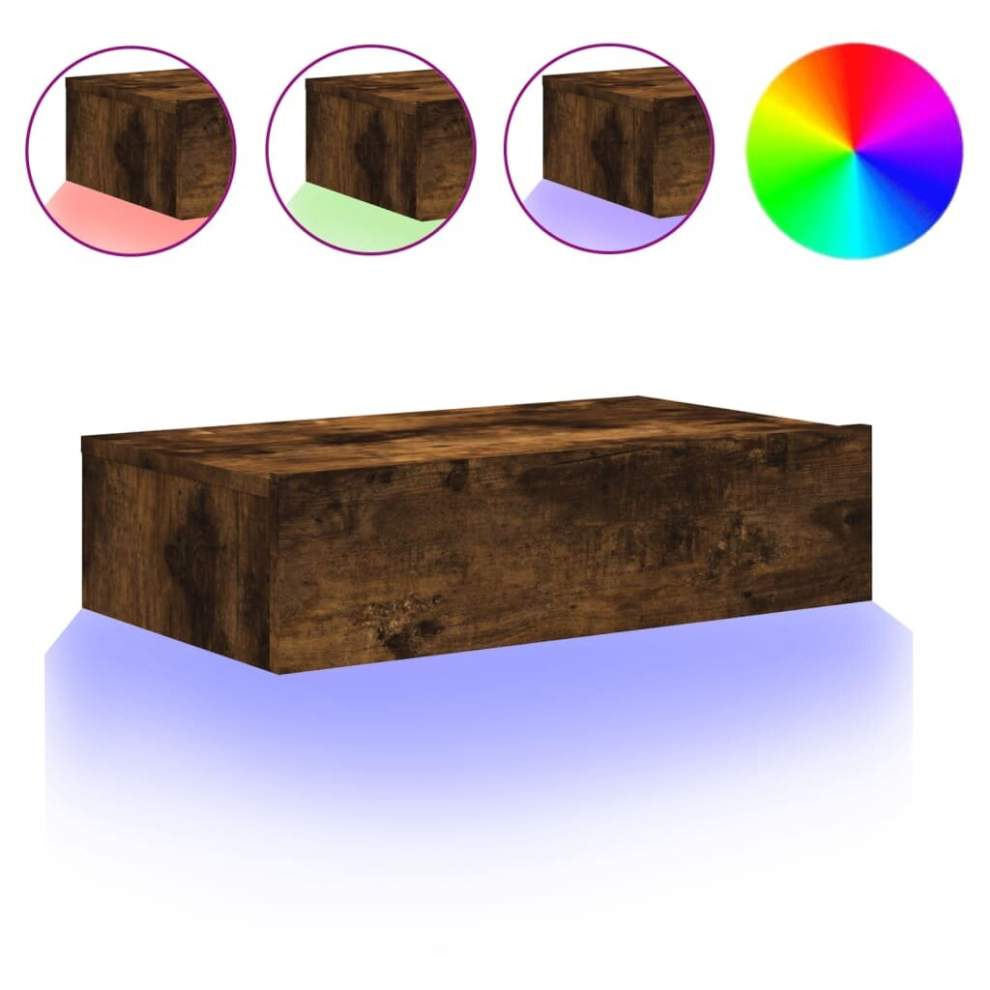 Vidaxl (Smoked Oak, 60 X 35 X 15.5 Cm/ 1 Pcs) Tv Cabinets With Led Lights Hifi Cabinet Entertainment Centre Tv Unit