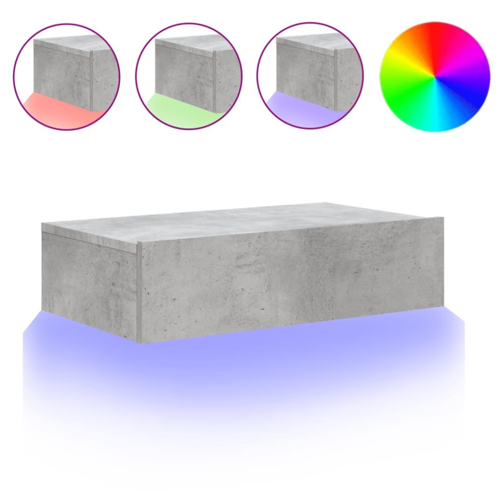 Vidaxl (Concrete Grey, 60 X 35 X 15.5 Cm/ 1 Pcs) Tv Cabinets With Led Lights Hifi Cabinet Entertainment Centre Tv Unit