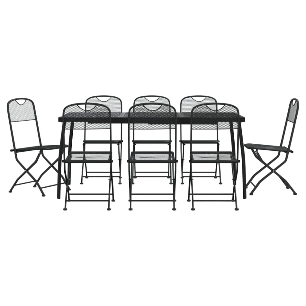 Vidaxl (165 Cm Table Length/ 9 Piece) Garden Dining Set Outdoor Table And Chair Set Anthracite Metal Mesh