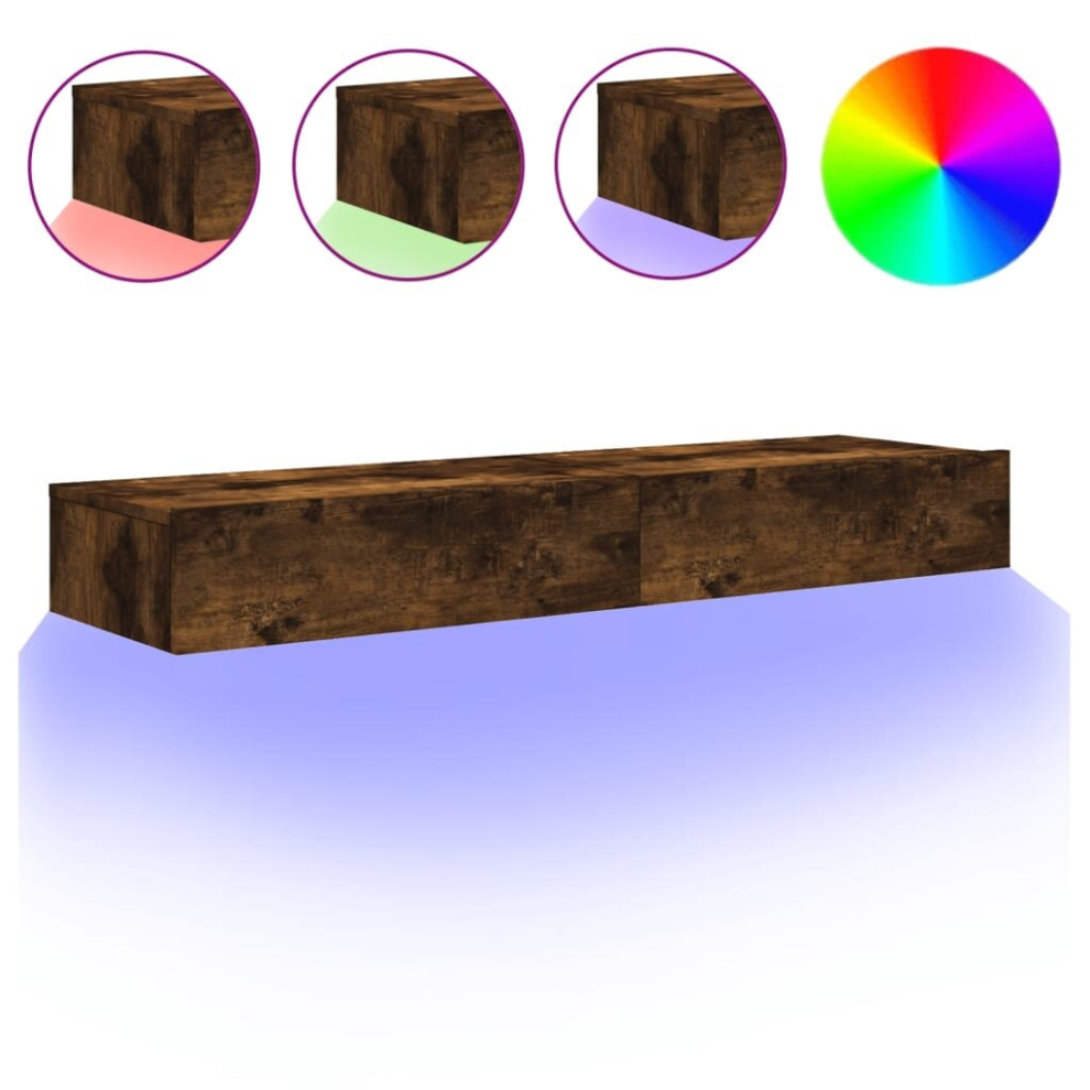 Vidaxl (Smoked Oak, 60 X 35 X 15.5 Cm/ 2 Pcs) Tv Cabinets With Led Lights Hifi Cabinet Entertainment Centre Tv Unit