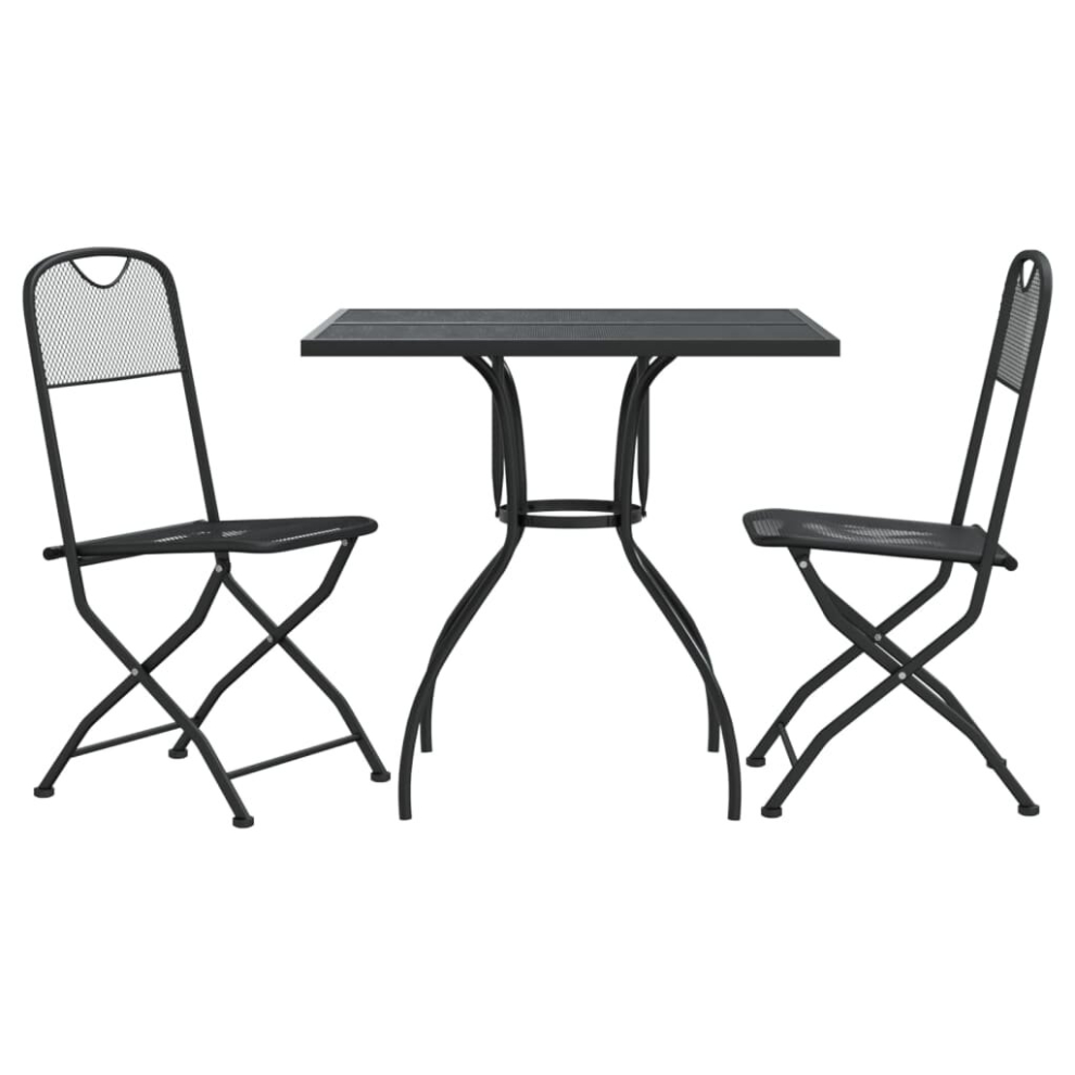 (80 cm table length/ 3 piece) vidaXL Garden Dining Set Outdoor Table and Chair Set Anthracite Metal Mesh