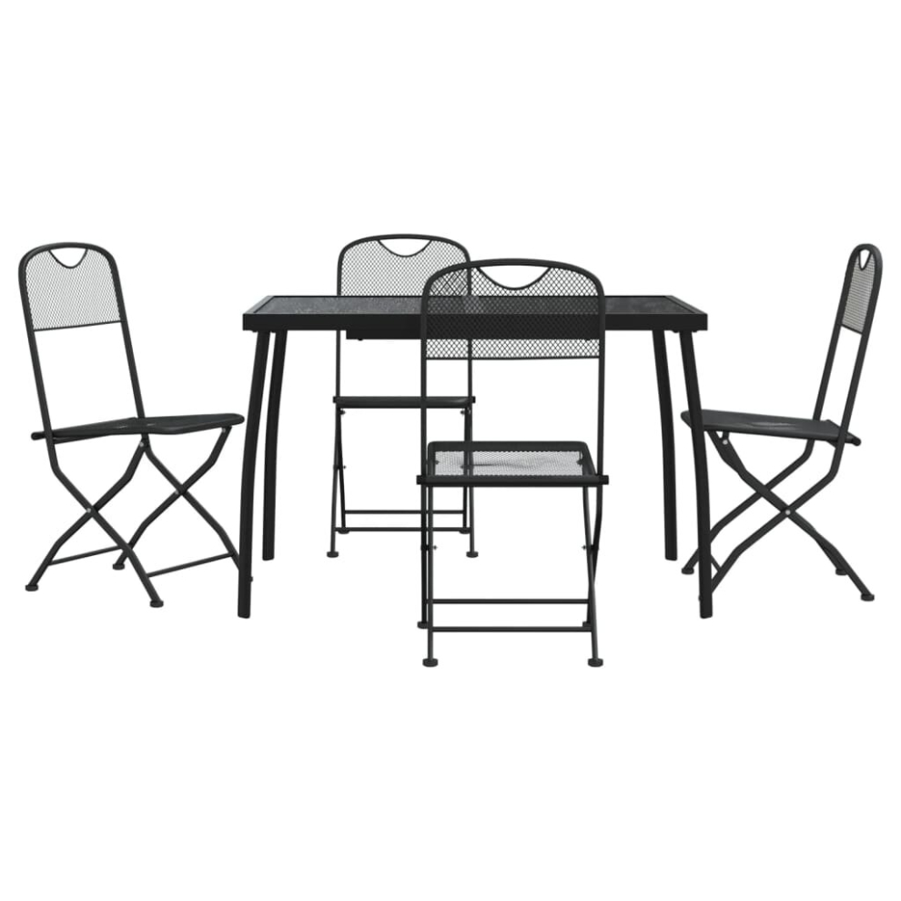 Vidaxl (110 Cm Table Length/ 5 Piece) Garden Dining Set Outdoor Table And Chair Set Anthracite Metal Mesh