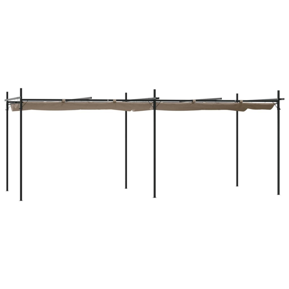 (taupe, 589 x 292 x 230 cm) vidaXL Pergola with Retractable Roof Outdoor Canopy Shade Garden Gazebo Tent