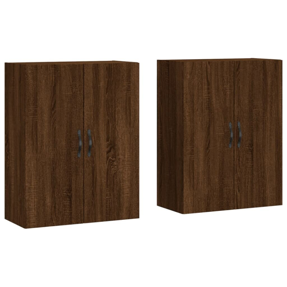 (brown oak) vidaXL Wall Mounted Cabinets Storage Cabinet Cupboard Display Cabinet 2 pcs