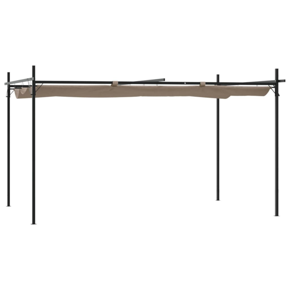 Vidaxl (Taupe, 395 X 292 X 230 Cm) Pergola With Retractable Roof Outdoor Canopy Shade Garden Gazebo Tent