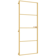 vidaXL Interior Door Slim Sliding Door Golden Tempered Glass and Aluminium