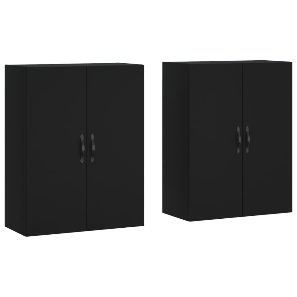 (black) vidaXL Wall Mounted Cabinets Storage Cabinet Cupboard Display Cabinet 2 Pcs