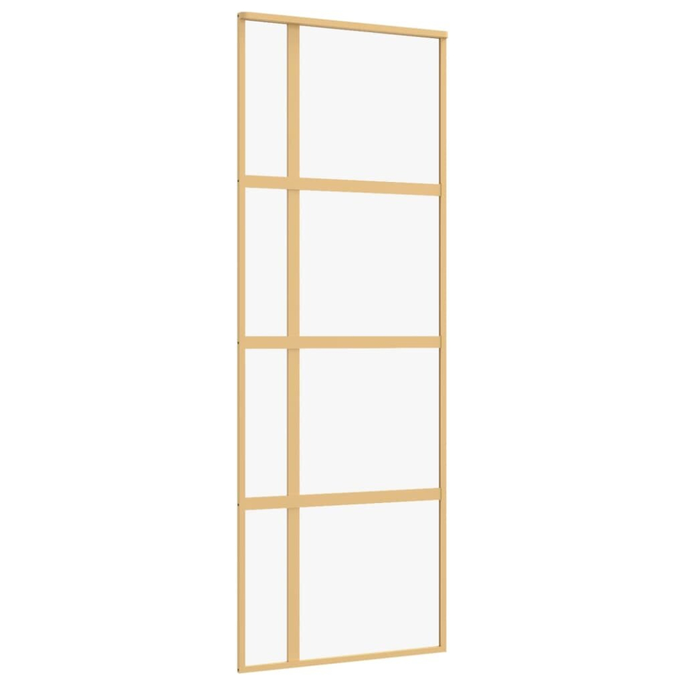 Vidaxl (Gold, 76 X 205 Cm/Transparent) Sliding Door Inner Glass Door Sliding Barn Door Aluminium And Esg Glass