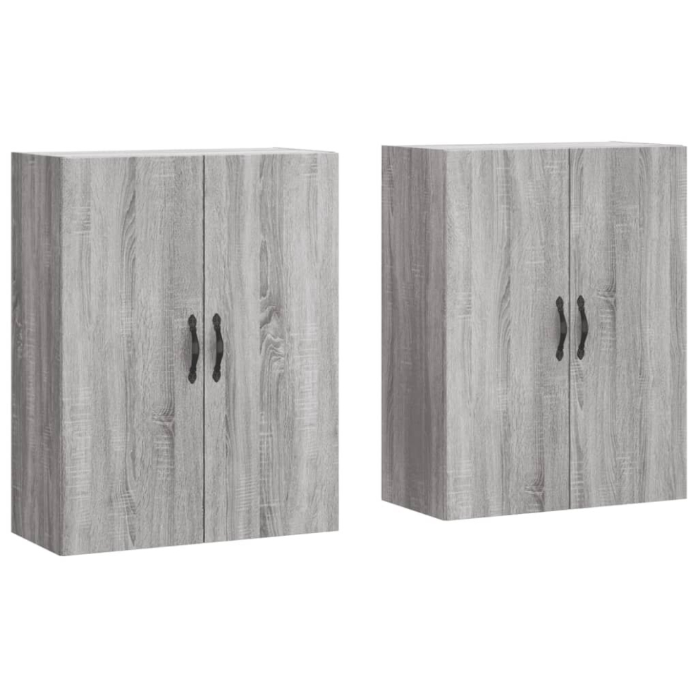 Vidaxl (Grey Sonoma) Wall Mounted Cabinets Storage Cabinet Cupboard Display Cabinet 2 Pcs