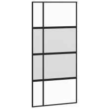 (black, 102.5 x 205 cm/half frosted) vidaXL Sliding Door Inner Glass Door Sliding Barn Door Aluminium and ESG Glass