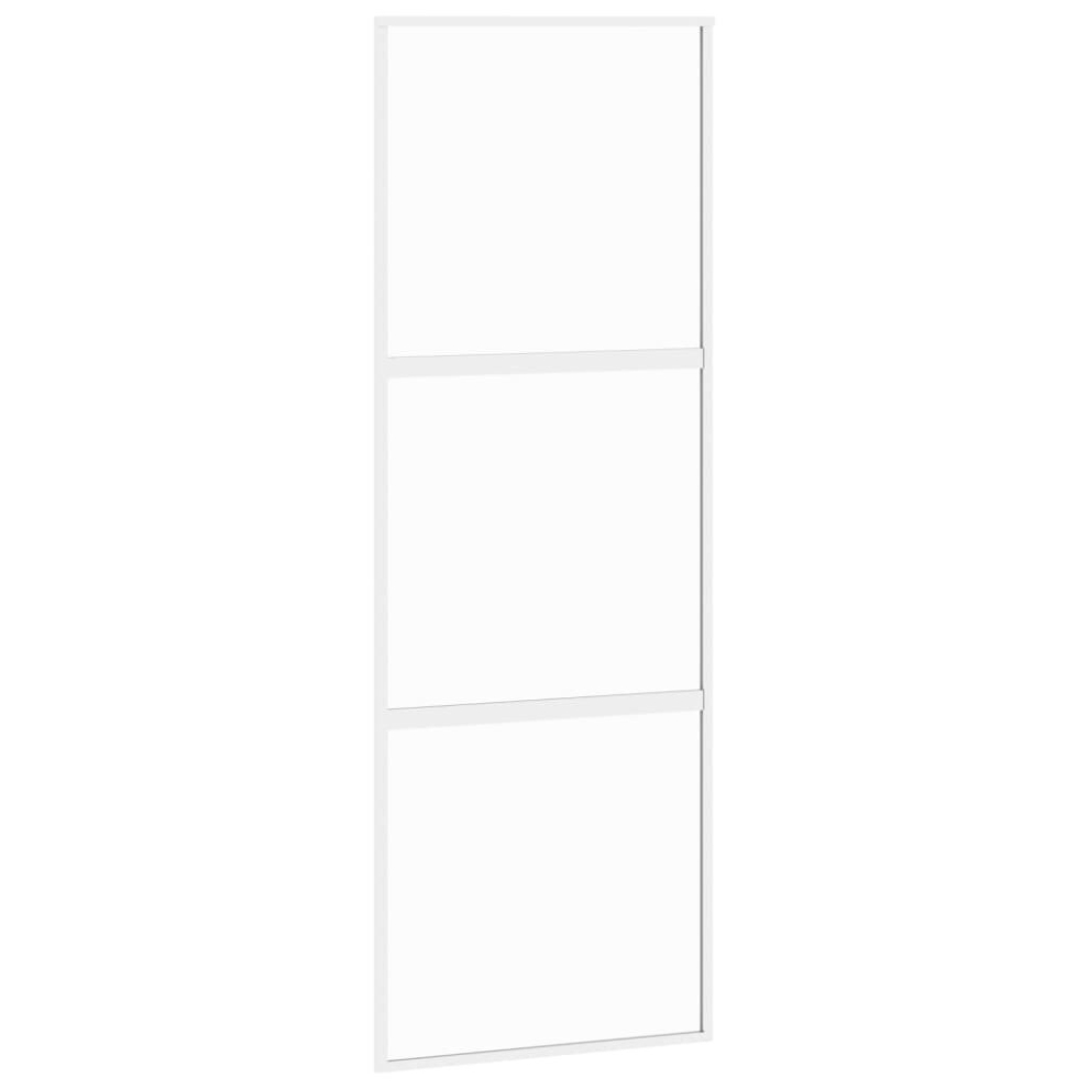 vidaXL Sliding Door Interior Barn Door White Tempered Glass and Aluminium