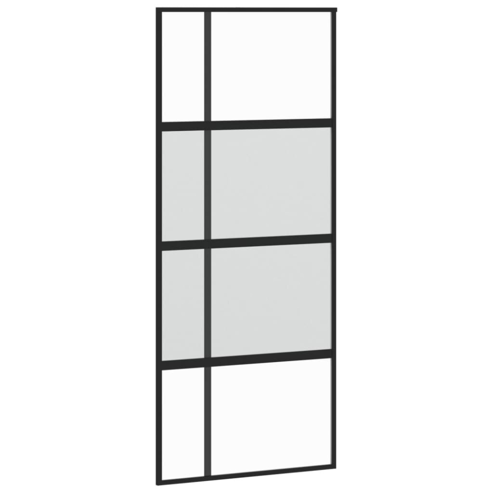 (black, 90 x 205 cm/half frosted) vidaXL Sliding Door Inner Glass Door Sliding Barn Door Aluminium and ESG Glass