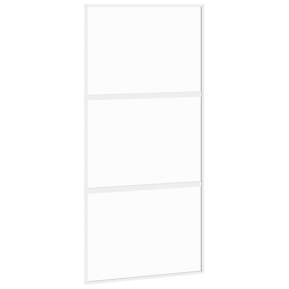 Vidaxl Sliding Door Interior Barn Door White Tempered Glass And Aluminium