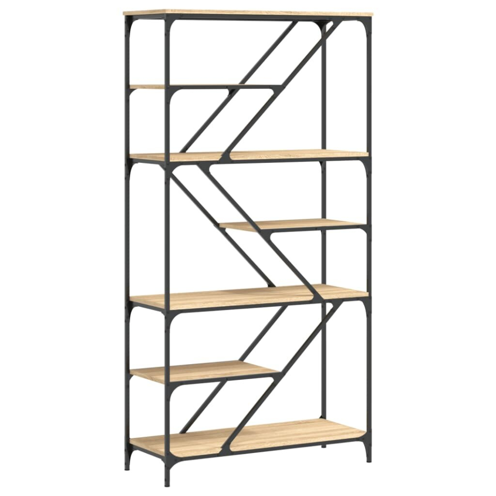 Vidaxl (Sonoma Oak) Bookshelf Office Storage Cabinet Book Shelf Engineered Wood And Steel