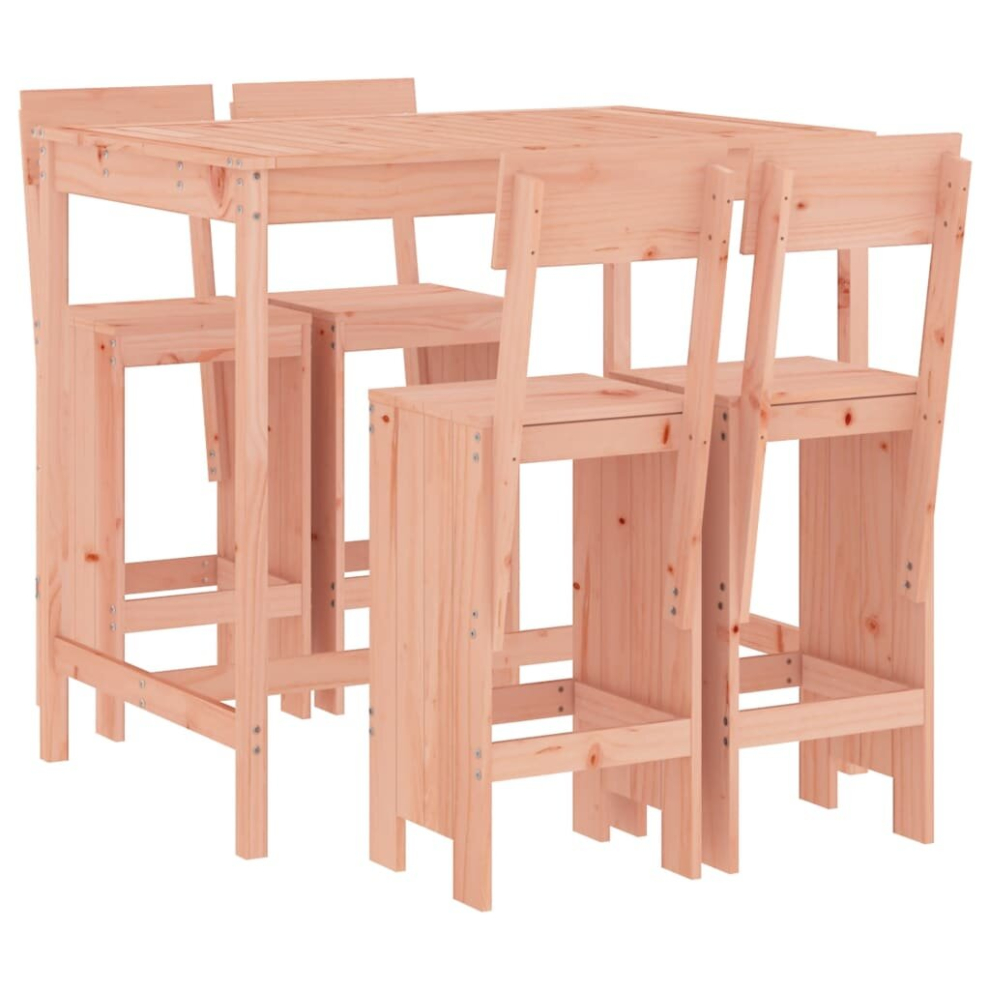 Vidaxl (Natural Douglas) Garden Bar Set Outdoor Bar Table Set Bar Stool 5 Piece Solid Wood Pine
