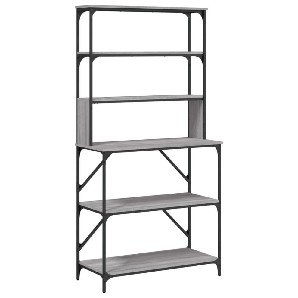 (grey sonoma) vidaXL Baker's Rack Kitchen Unit Microwave Stand 6-Tier Rack Engineered Wood