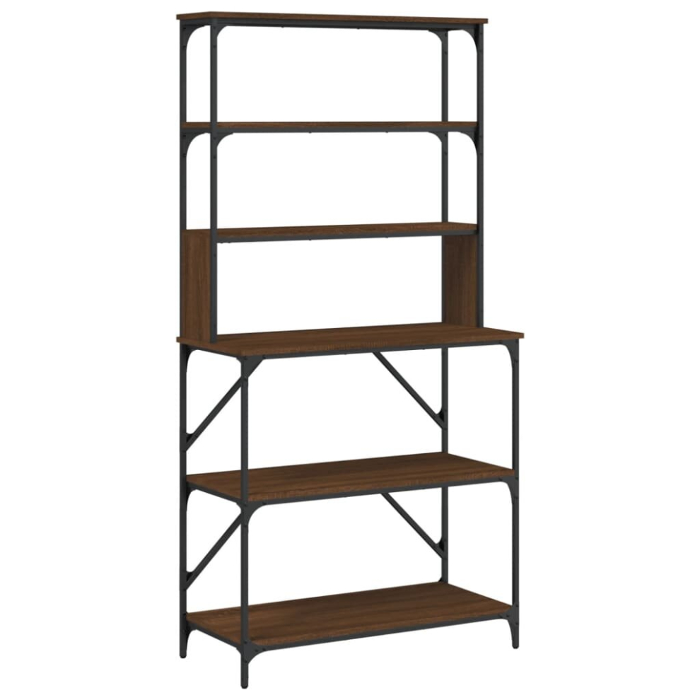 (brown oak) vidaXL Baker's Rack Kitchen Unit Microwave Stand 6-Tier Rack Engineered Wood