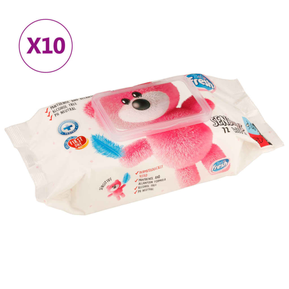 (pink) vidaXL Baby Wipes Unscented for Sensitive Skin Water Wipe 10 Packs 720 Wipes