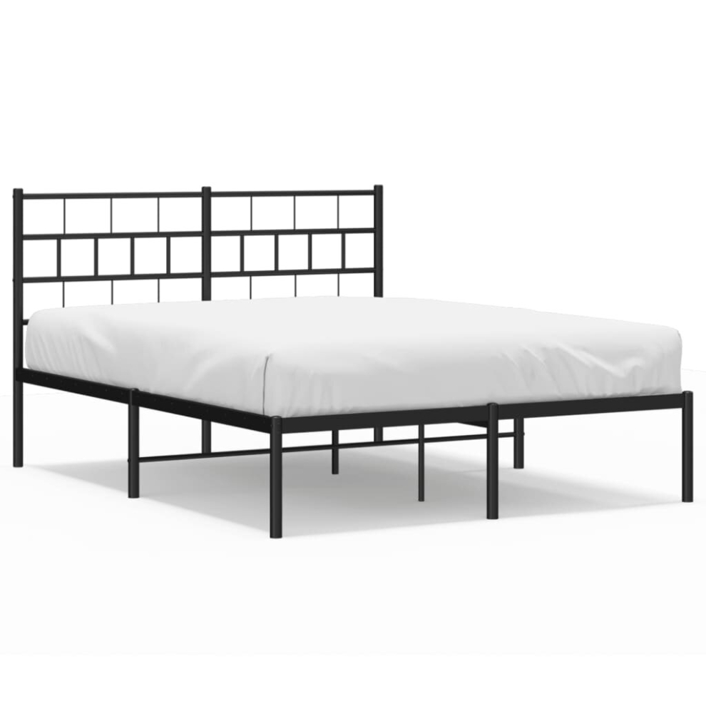 (black, 160 x 200 cm/with headboard) vidaXL Metal Bed Frame Bedroom Platform Bed Base Bedstead Mattress Foundation