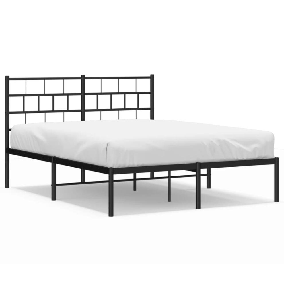 (black, 140 x 200 cm/with headboard) vidaXL Metal Bed Frame Bedroom Platform Bed Base Bedstead Mattress Foundation