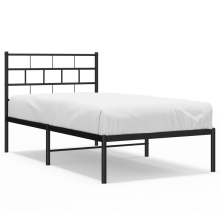 (black, 100 x 200 cm/with headboard) vidaXL Metal Bed Frame Bedroom Platform Bed Base Bedstead Mattress Foundation