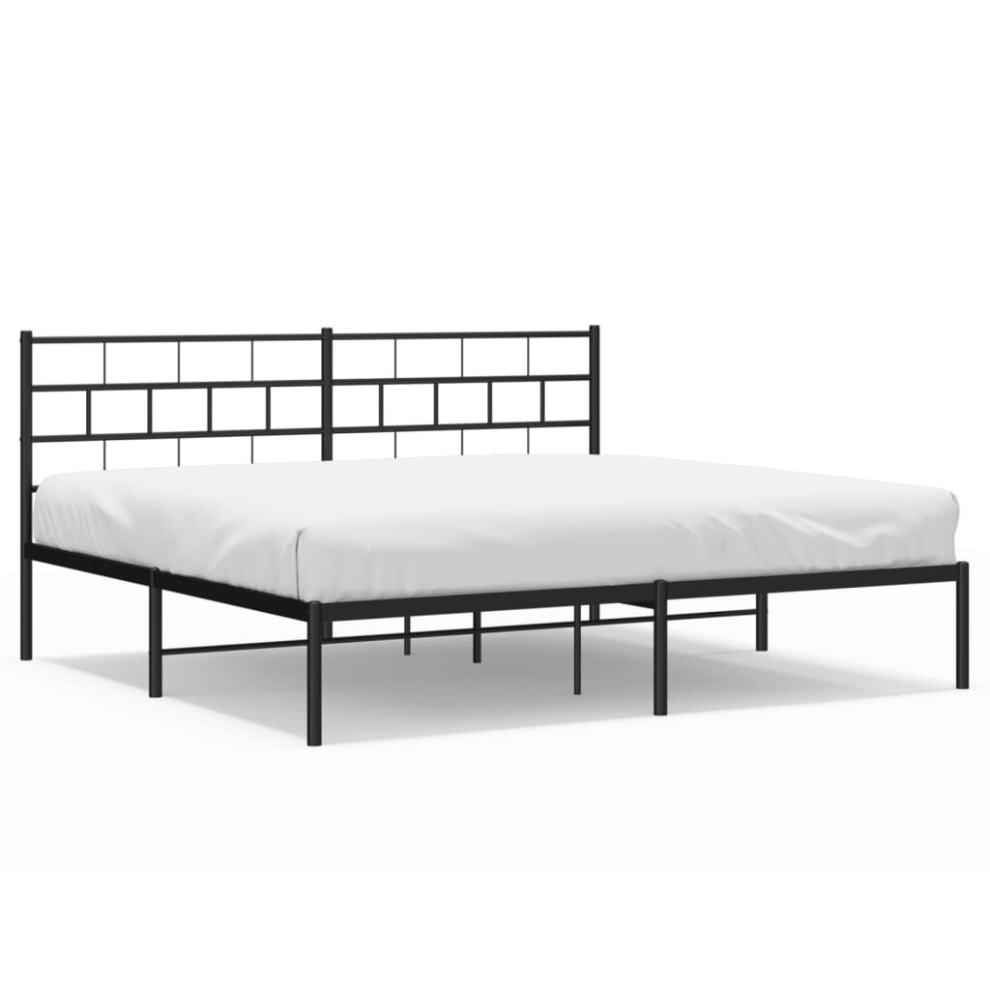 Vidaxl (Black, 183 X 213 Cm/With Headboard) Metal Bed Frame Bedroom Platform Bed Base Bedstead Mattress Foundation