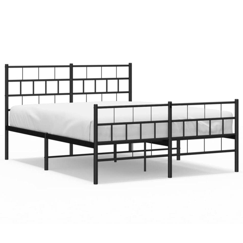 (black, 120 x 190 cm/with headboard & footboard) vidaXL Metal Bed Frame Bedroom Platform Bed Base Bedstead Mattress Foundation