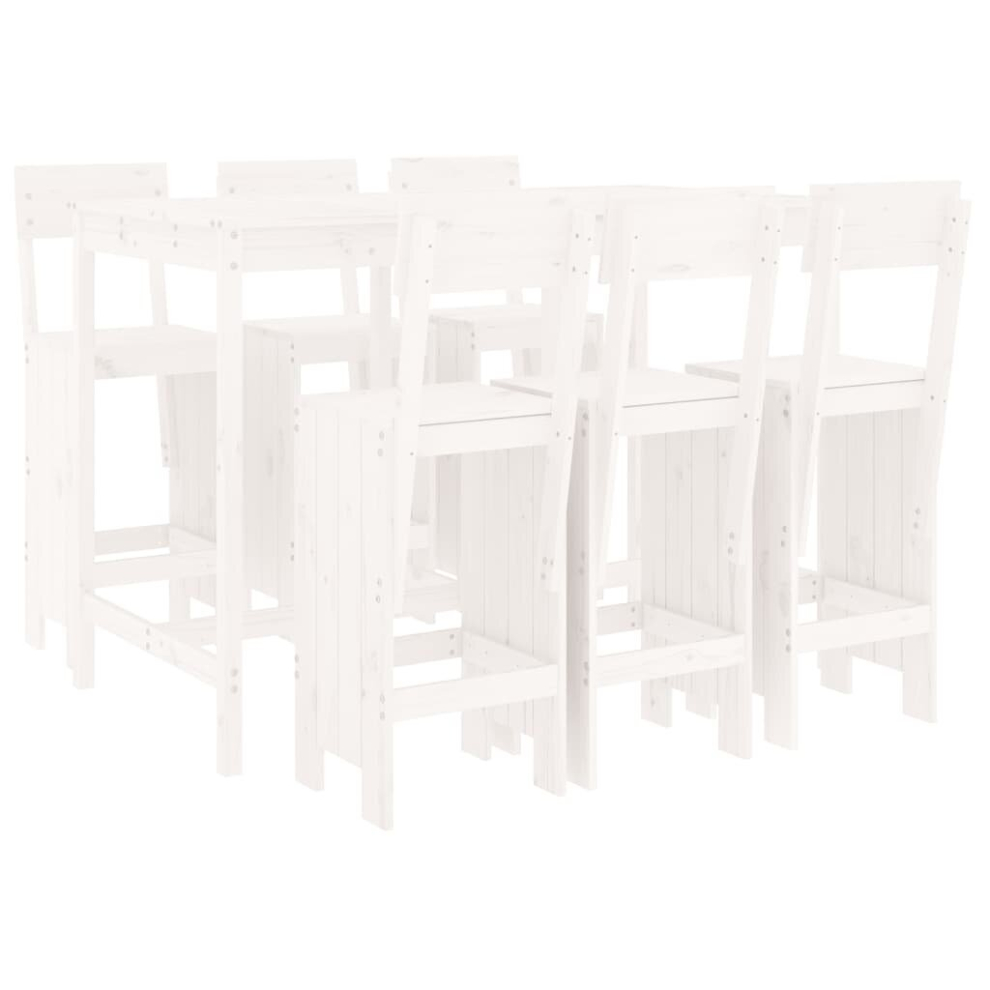 Vidaxl (White Pine) Garden Bar Set Outdoor Bar Table Set Bar Stool 7 Piece Solid Wood Pine