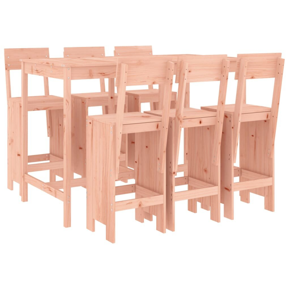 (natural douglas) vidaXL Garden Bar Set Outdoor Bar Table Set Bar Stool 7 Piece Solid Wood Pine