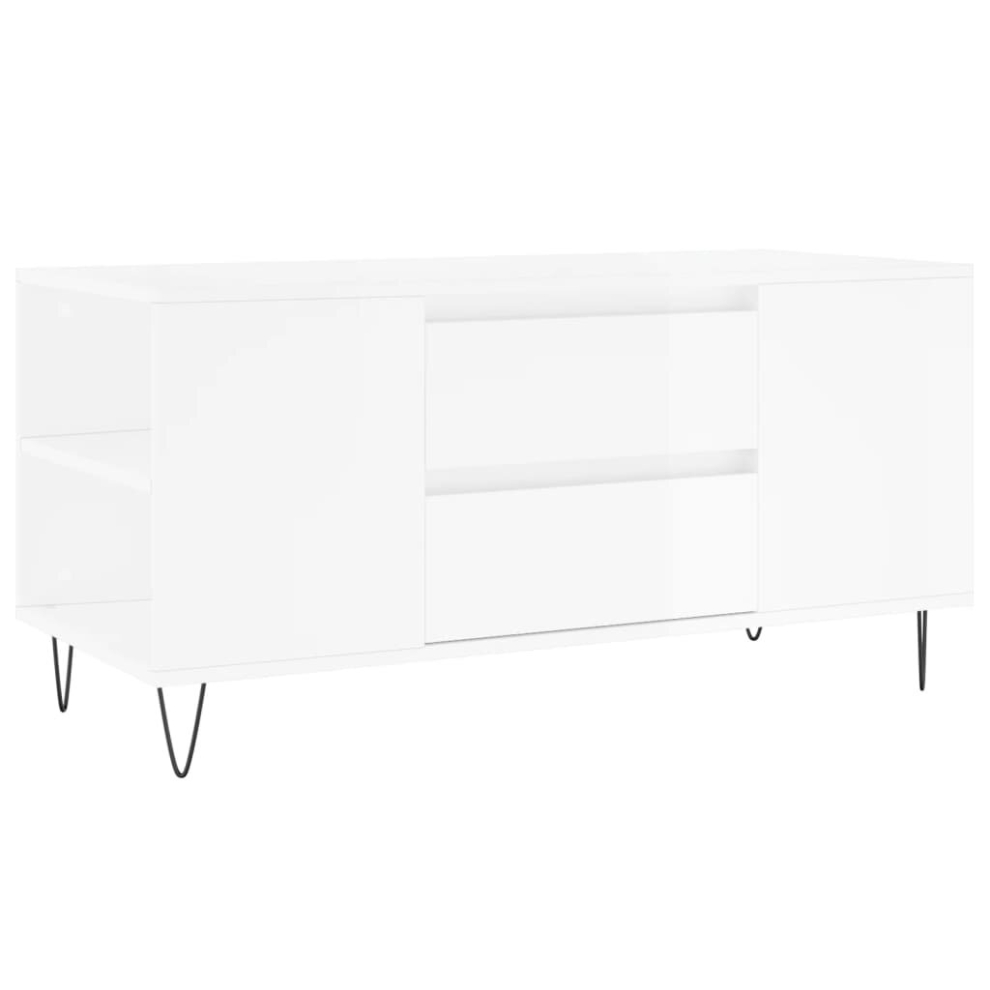 Vidaxl White,Brown (High Gloss White) Coffee Table Side Table End Accent Telephone Sofa Table Engineered Wood