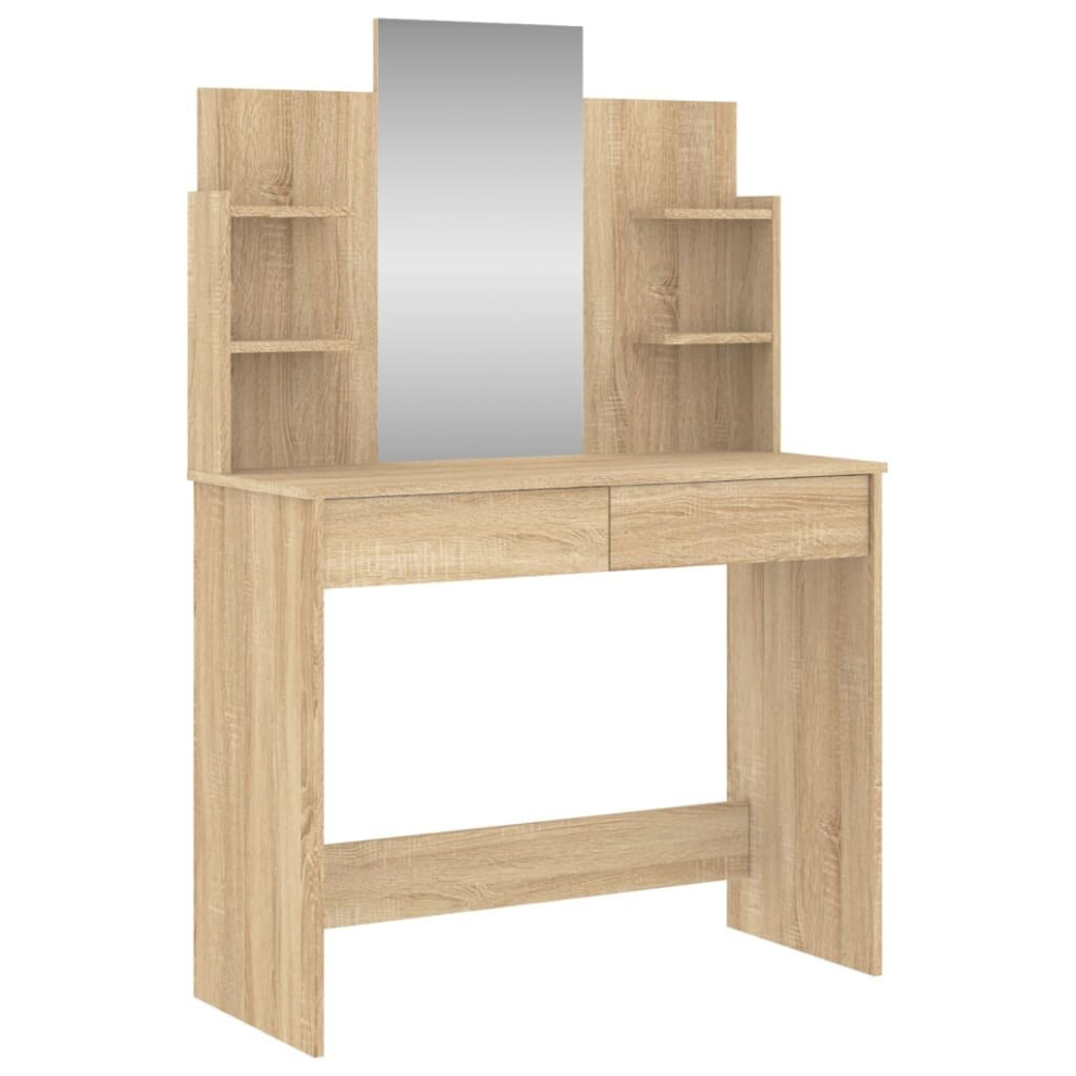 Vidaxl (Sonoma Oak) Dressing Table With Mirror Dressing Room Cosmetic Table Vanity Table