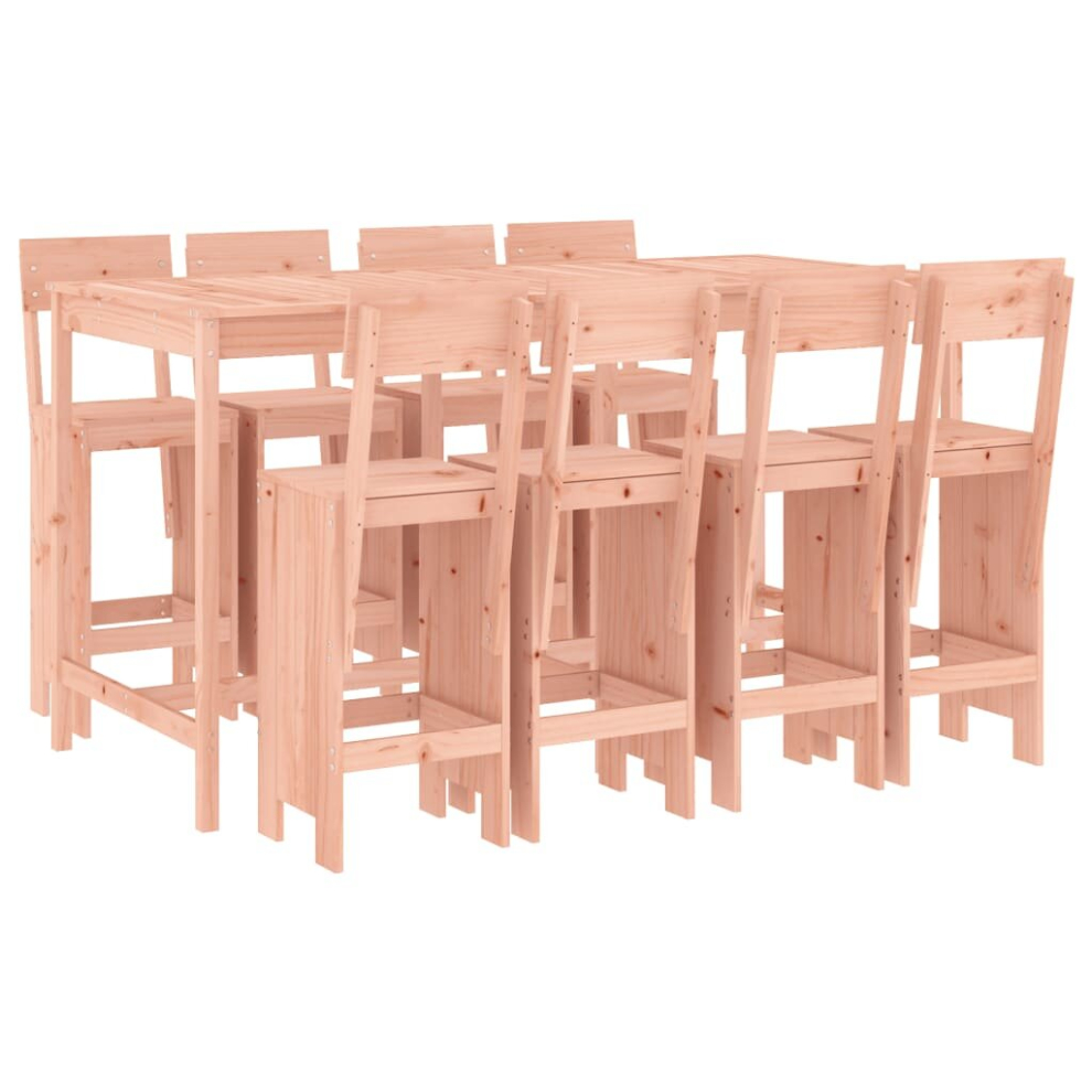 Vidaxl (Natural Douglas) Garden Bar Set Outdoor Bar Table Set Bar Stool 9 Piece Solid Wood Pine