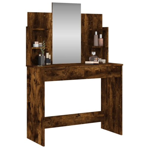 VidaXL (smoked oak) vidaXL Dressing Table with Mirror Dressing Room Cosmetic Table Vanity Table 2