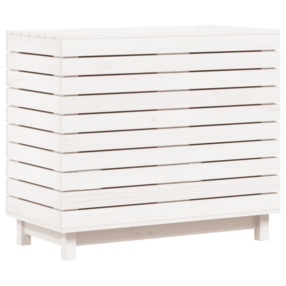 (white, 88,5 x 44 x 76 cm) vidaXL Laundry Basket Laundry Hamper with Lid Laundry Sorter Solid Wood Pine