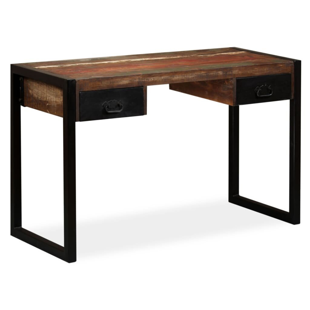 Vidaxl Desk With 2 Drawers 120Cm Solid Reclaimed Wood Office Study Worktable