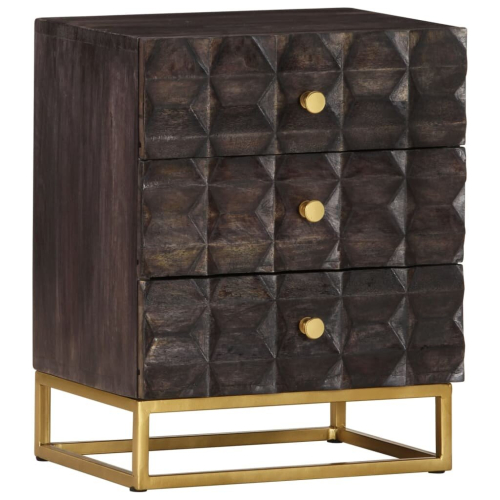 VidaXL vidaXL Solid Mango Wood Bed Cabinet Black Home Nightstand Bedside Cabinet