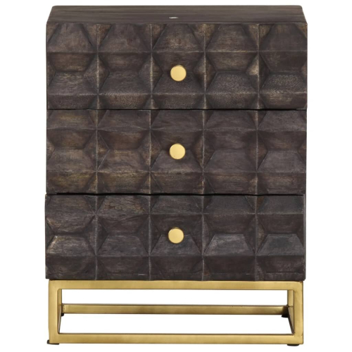 VidaXL vidaXL Solid Mango Wood Bed Cabinet Black Home Nightstand Bedside Cabinet 1