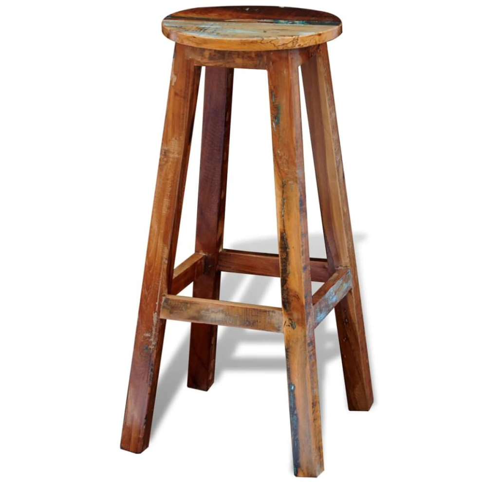 vidaXL Bar Stool Reclaimed Solid Wood Handmade Vintage Rustic Antique Home Seat