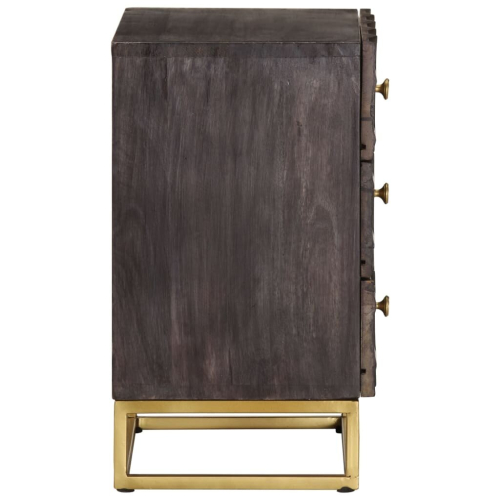 VidaXL vidaXL Solid Mango Wood Bed Cabinet Black Home Nightstand Bedside Cabinet 2