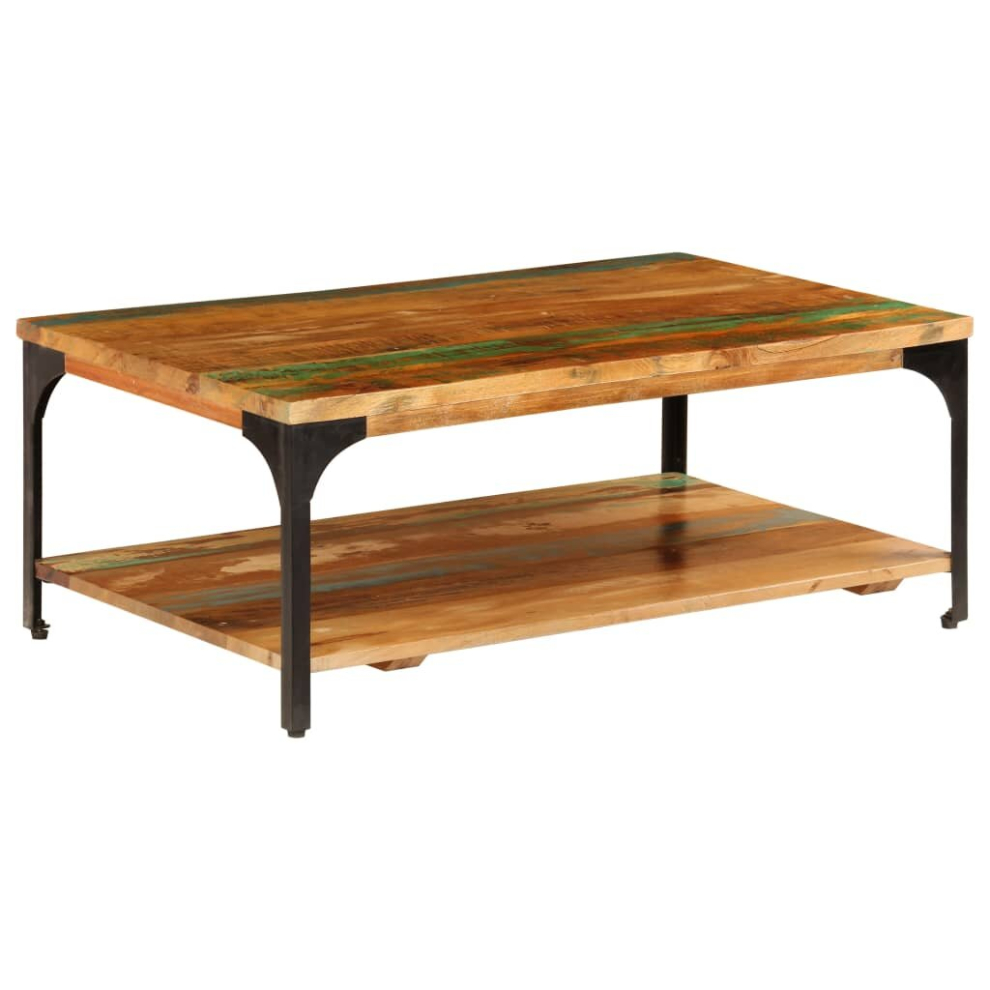 Vidaxl Coffee Table With Shelf Solid Reclaimed Wood Living Room Tea Couch