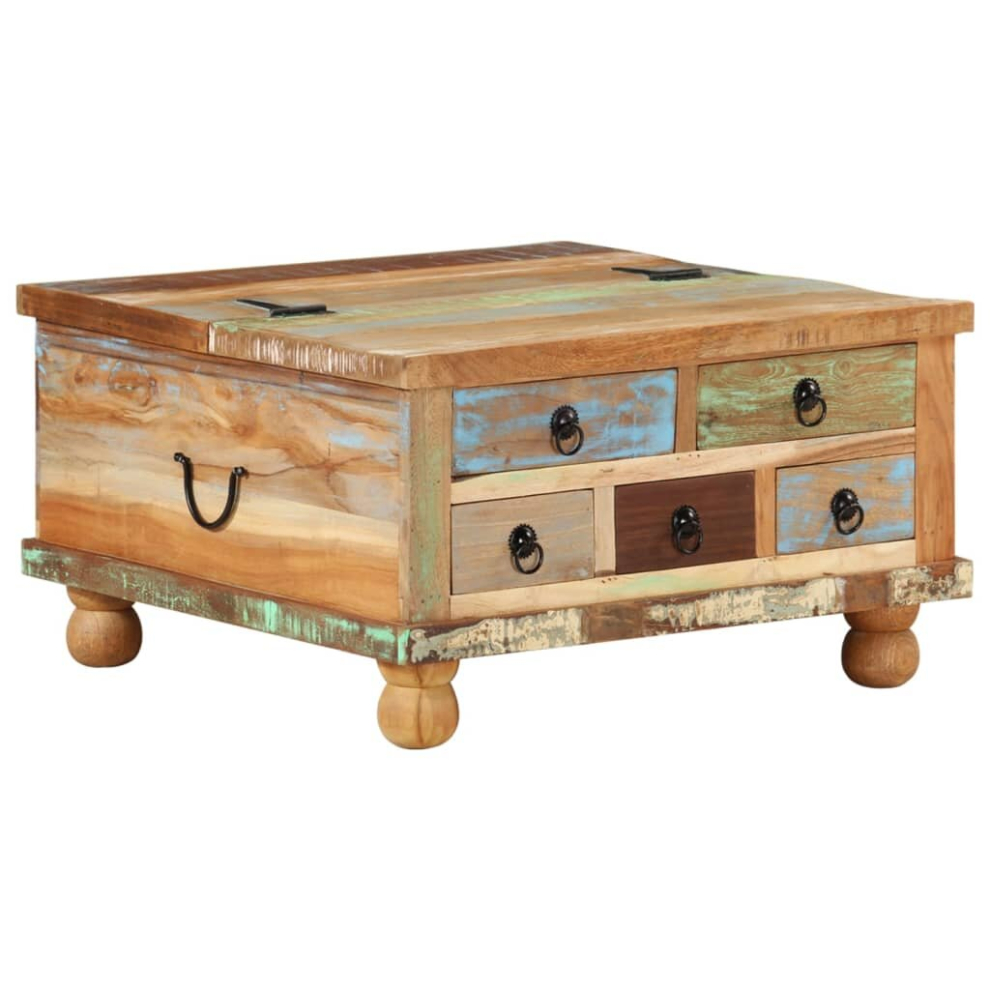 Vidaxl Coffee Table Reclaimed Wood 70X70x38 Cm Accent Table Room Furniture Brown