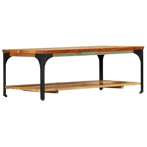 VidaXL vidaXL Coffee Table with Shelf Solid Reclaimed Wood Living Room Tea Couch 2