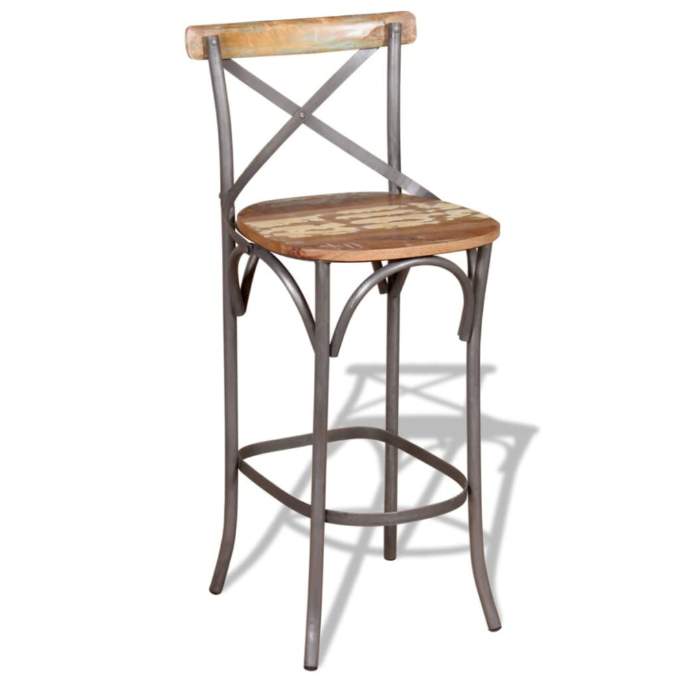 vidaXL Solid Reclaimed Wood Bar Chair 45x45x110cm Kitchen Dining Seat Stool