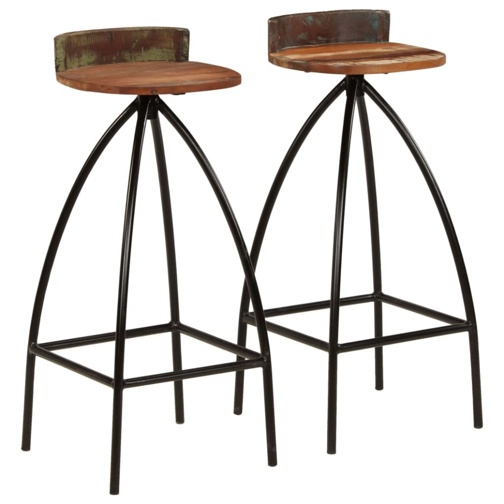 Vidaxl 2X Solid Reclaimed Wood Bar Chairs 40X40x82cm Kitchen Dining Stools