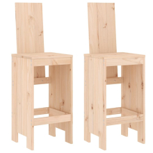 vidaXL Bar Stools Garden Stool Outdoor Wooden Chair 2 pcs Solid Wood Pine